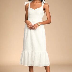 Lulu's White Sweetheart Sundress Midi